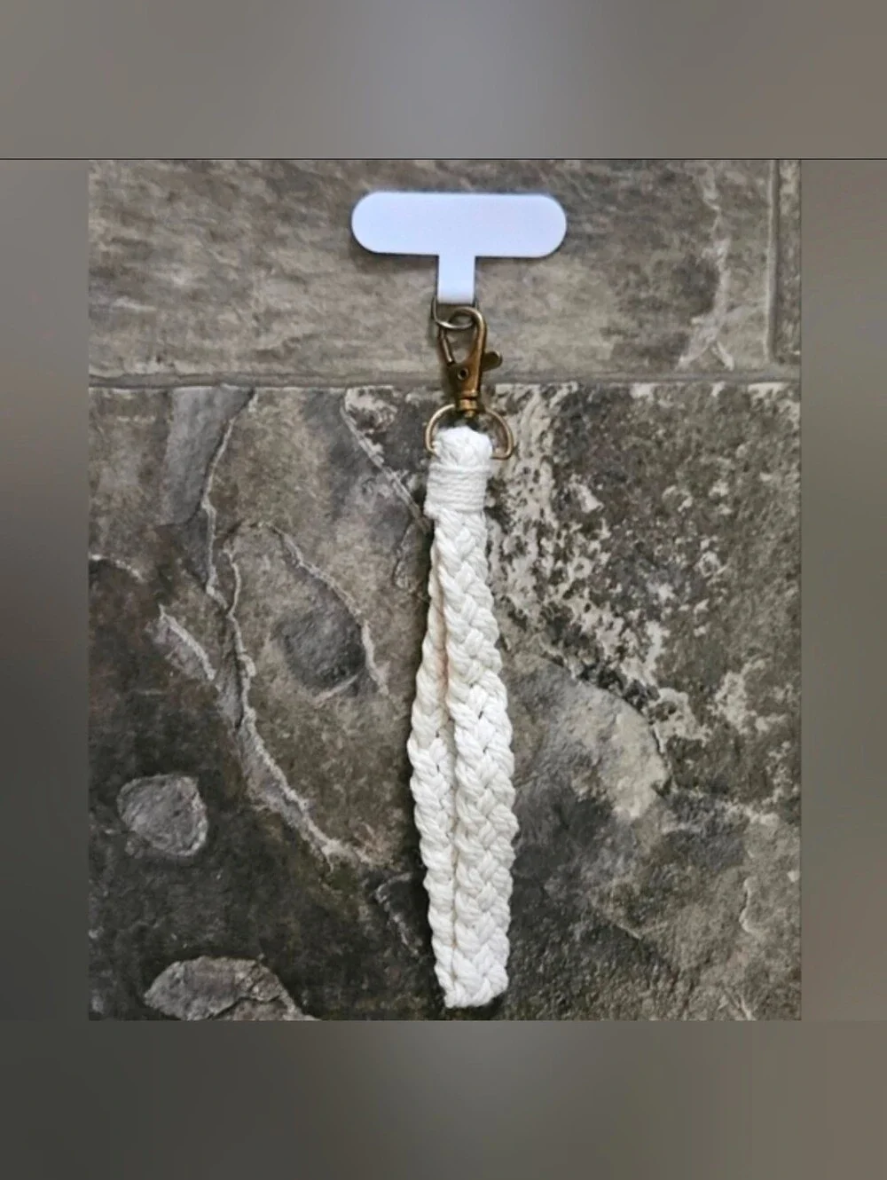 Boho Macrame Phone Wrist Strap/ Cell Phone Lanyard with Tether Tab In White BNIB